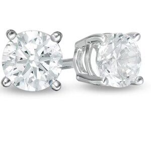 LAB GROWN DIAMOND 1/5 CTW SOLITAIRE 14K WHITE GOLD S12 I COLOR  STUD EARRING
